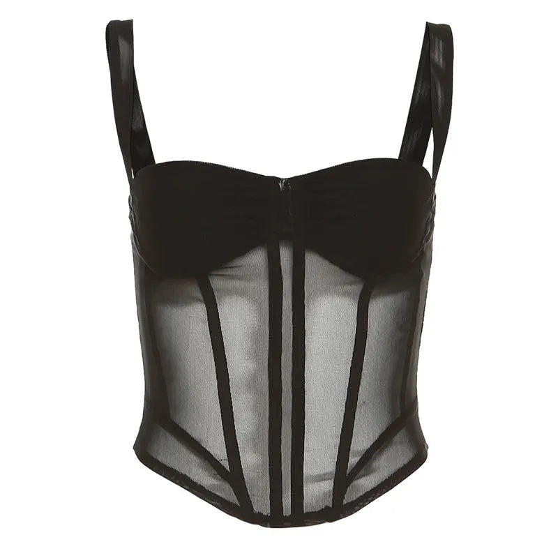 Women's Corset Top | Sheer Mesh, Strapless Look