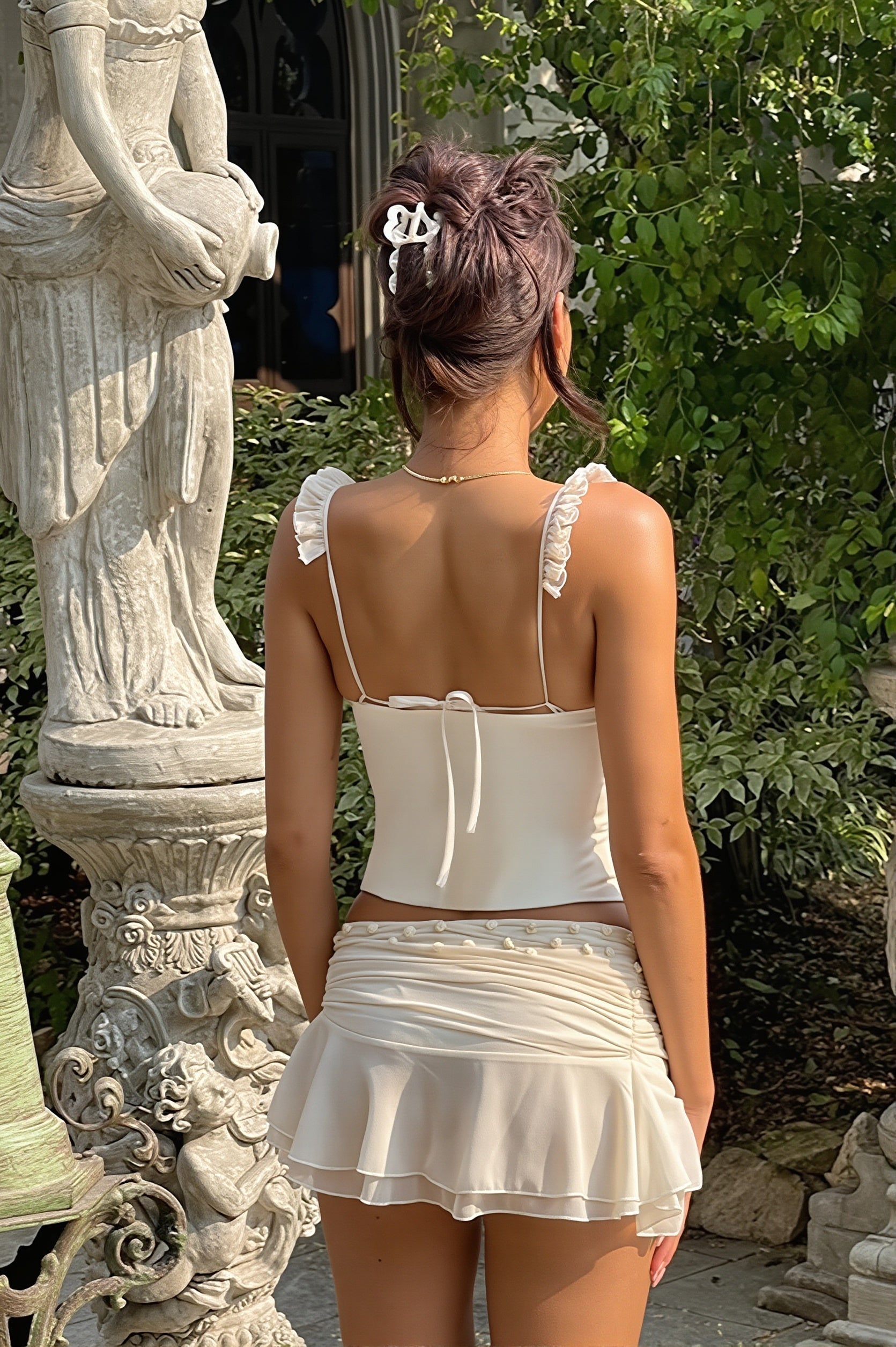 Short top | waist-length neat cami top | polyester blend