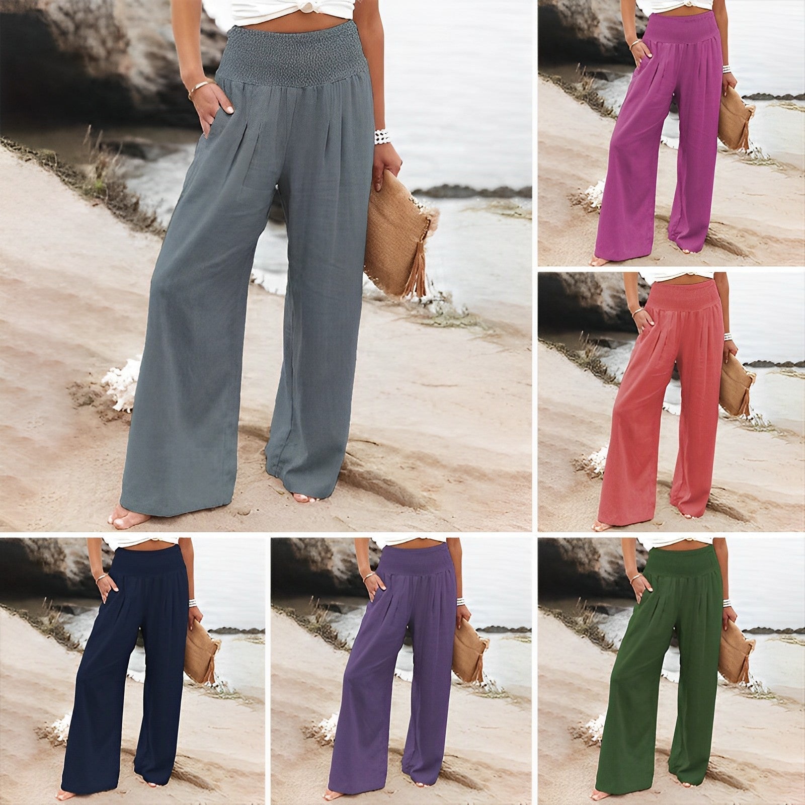 Women's pants with wide legs | High waist, Silky | Comfort