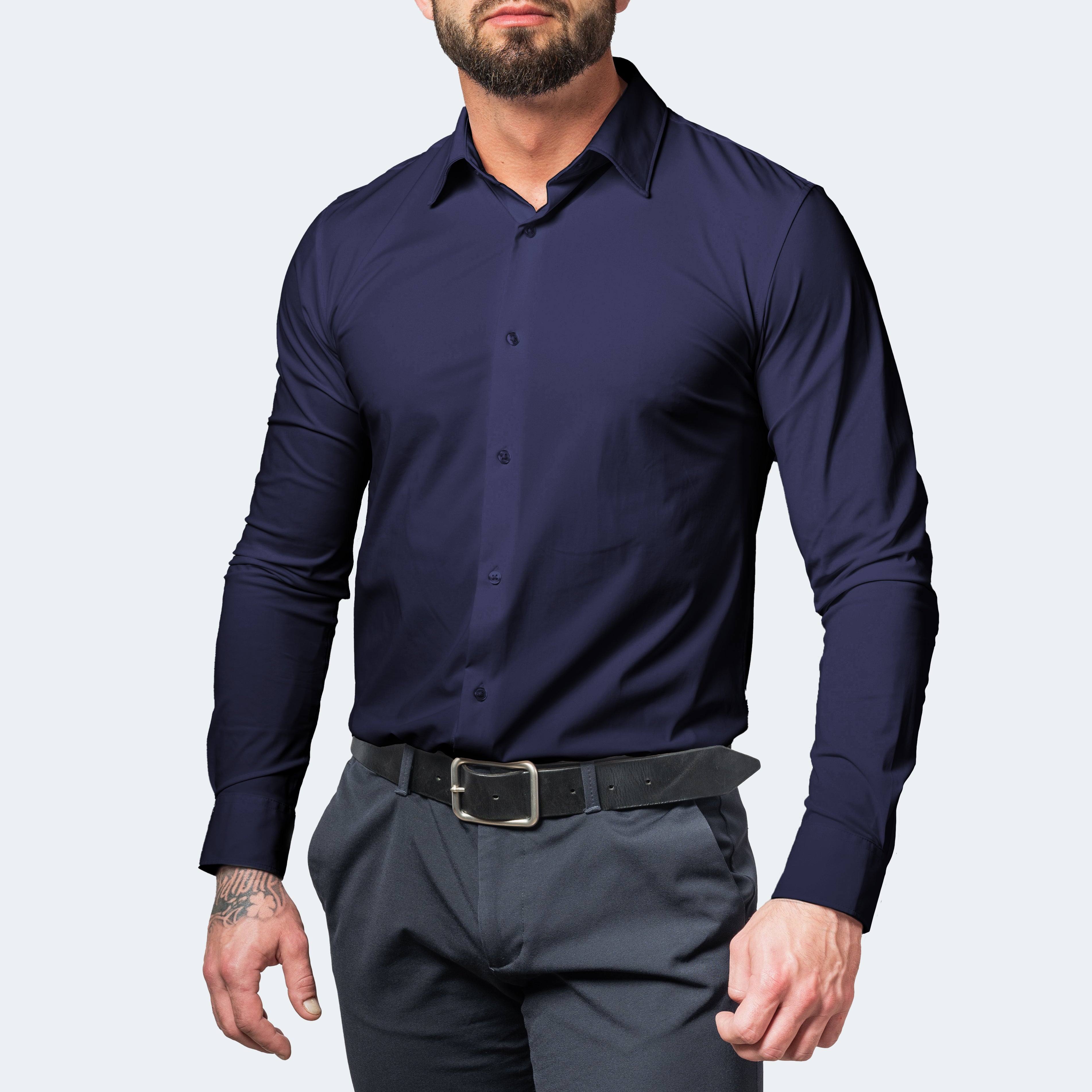 Men's shirt with buttons | Stretchy without ironing