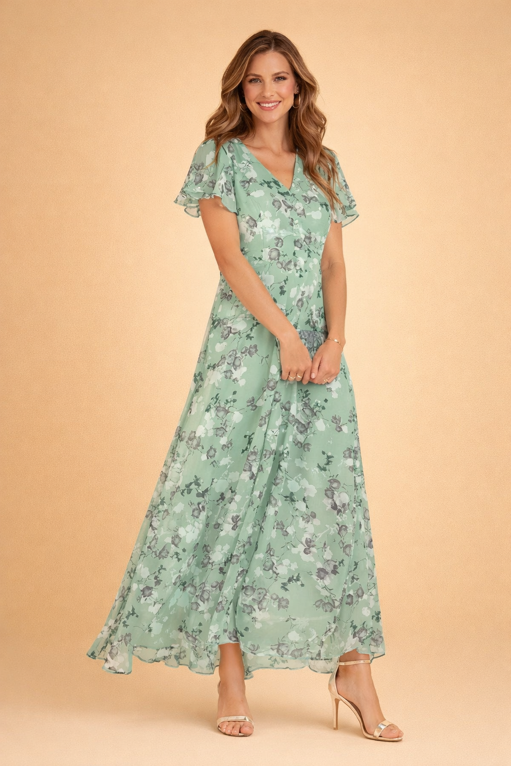 Women's midi dress | Floral pattern, pretty | Evening dress