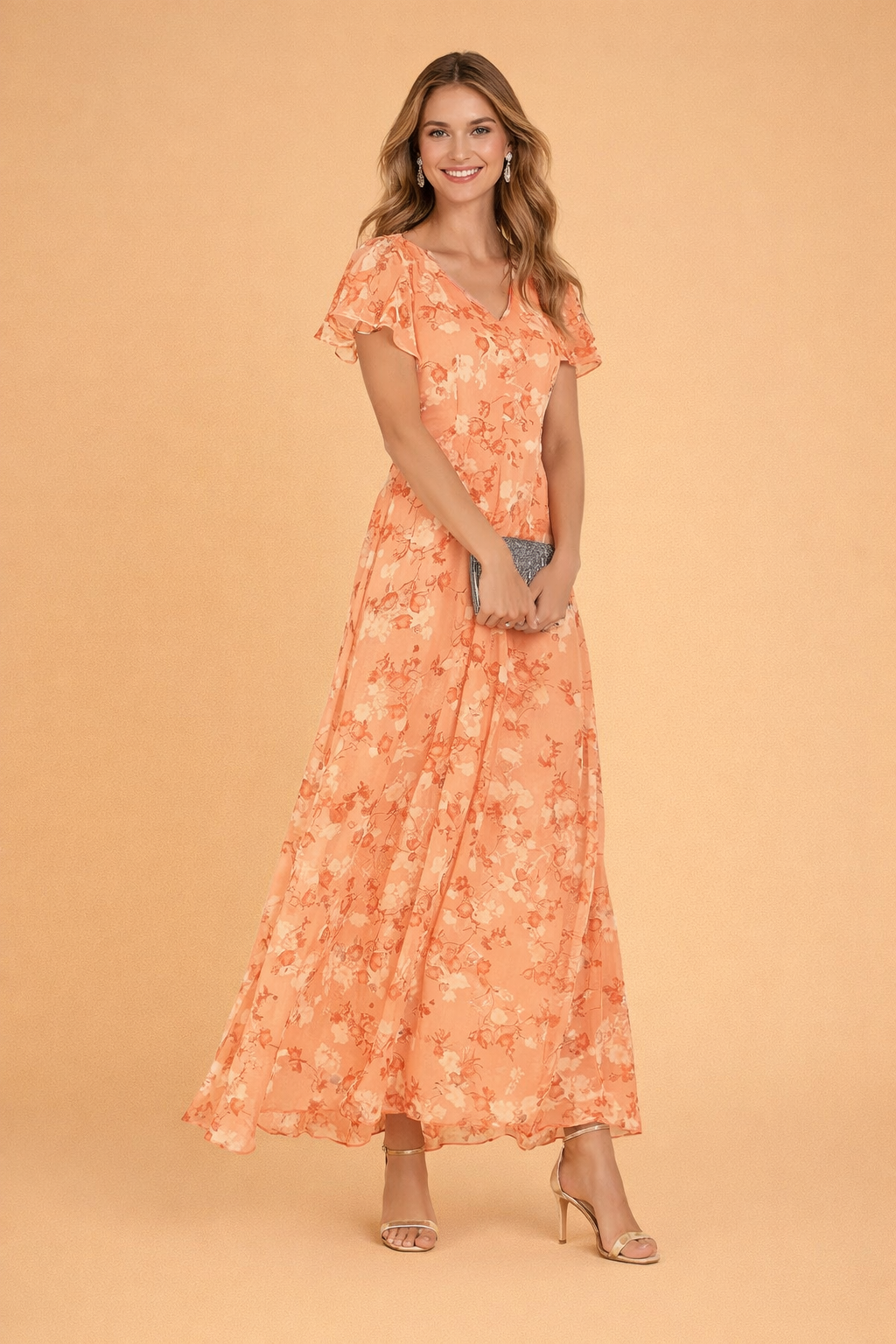 Women's midi dress | Floral pattern, pretty | Evening dress