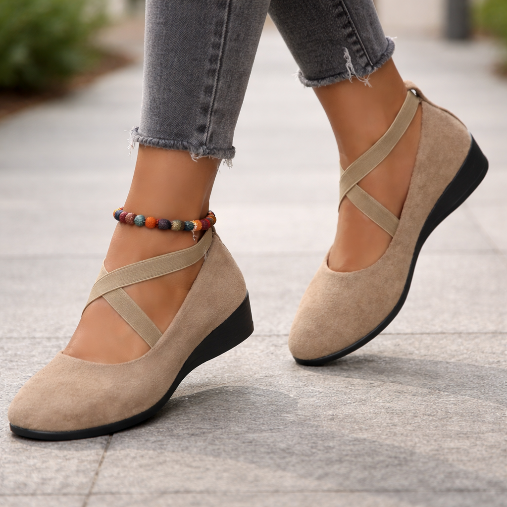 Women's Wedge Heels Elastic Laces Elevated Sole