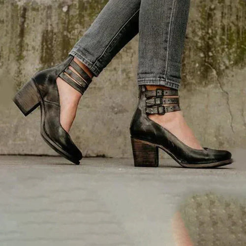 Fashion Shoe - Leather - Ankle Strap
