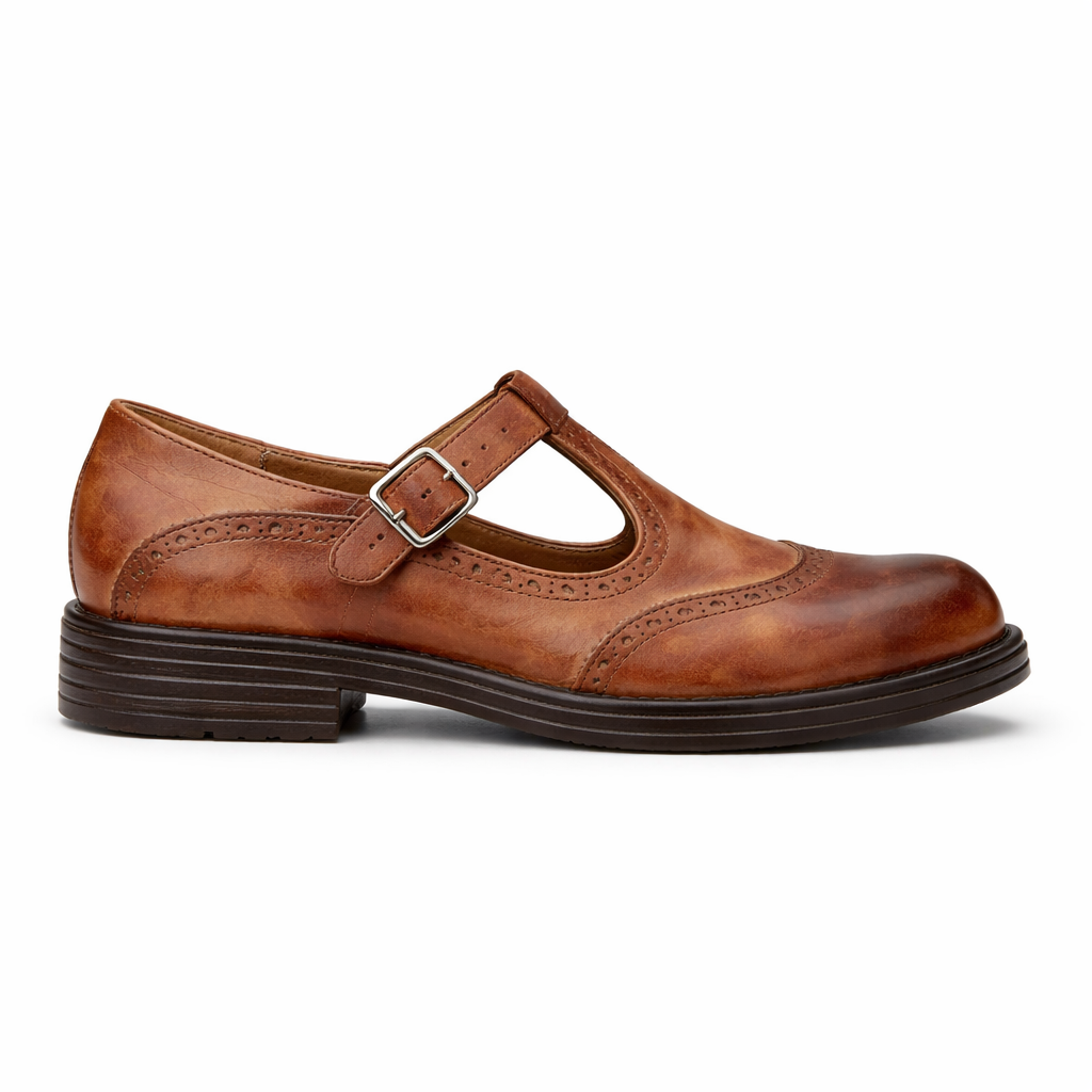 Women's Mary Jane shoes | Brogue style leather | Comfortable ballerinas