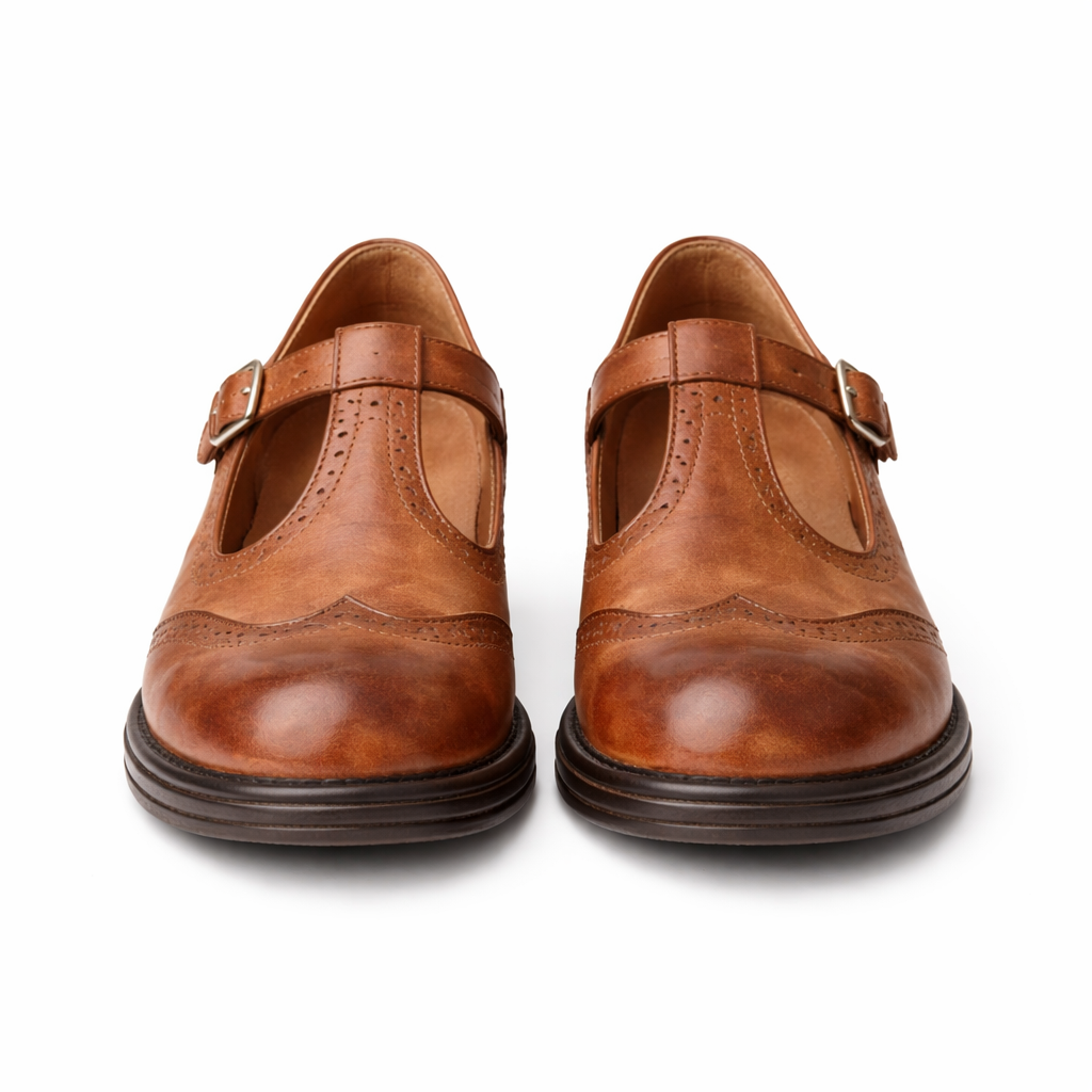 Women's Mary Jane shoes | Brogue style leather | Comfortable ballerinas