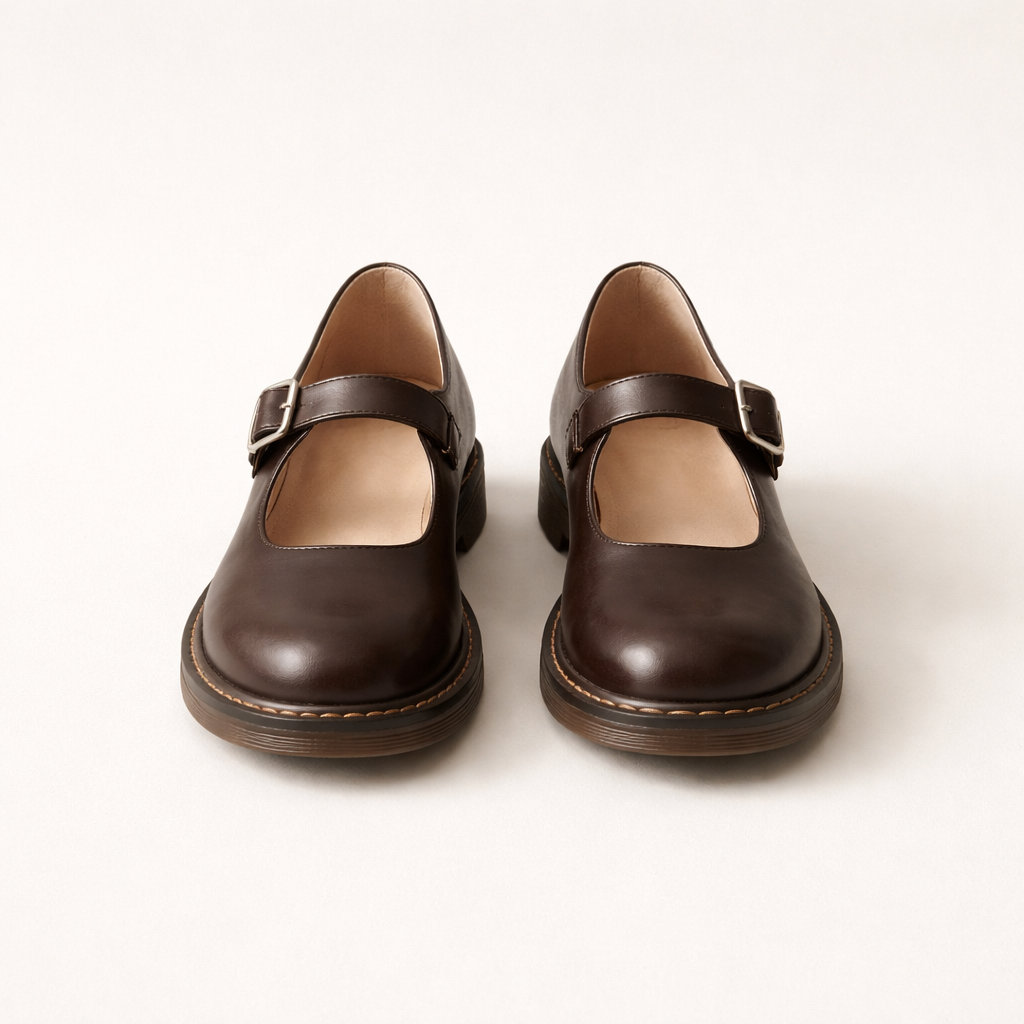 Women's Mary Jane Shoes | Leather Flat, Vintage Style | Adjustable Strap