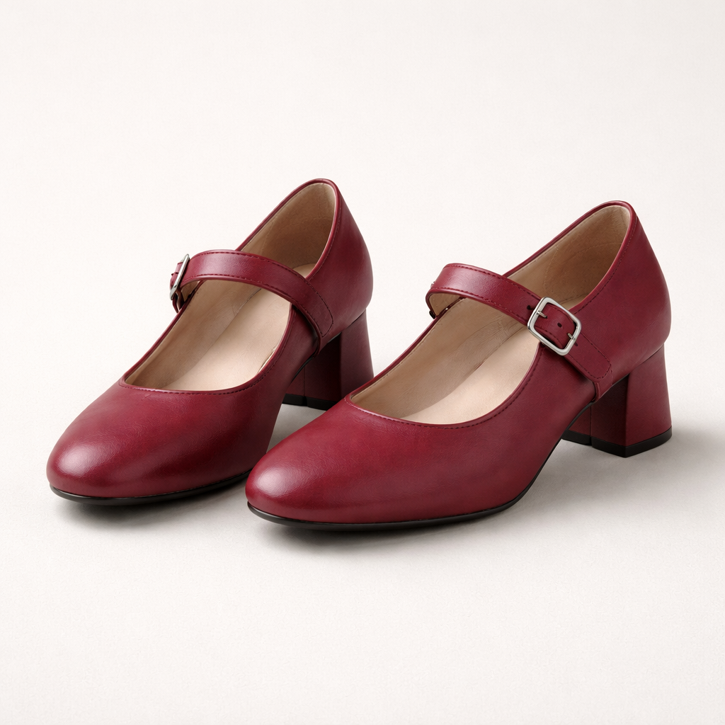Women's Mary Jane Shoes | Block Heel, Leather Adjustable Buckle | Comfortable Fit