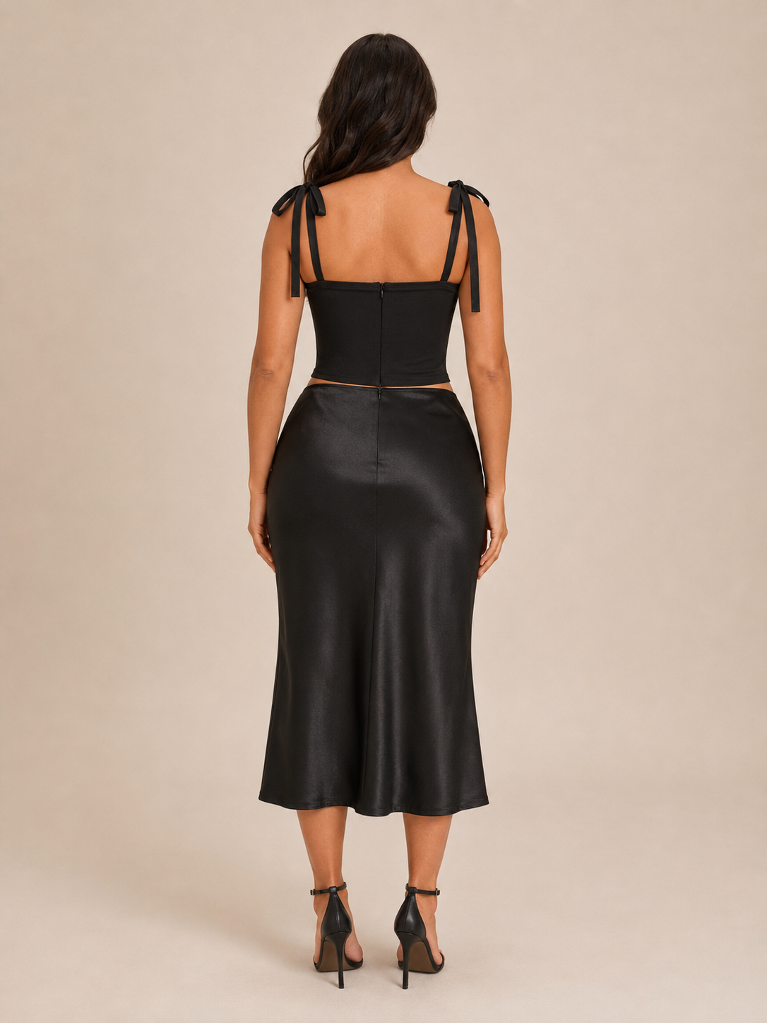 Mesh bustier corset top | Women's, black | Adjustable straps