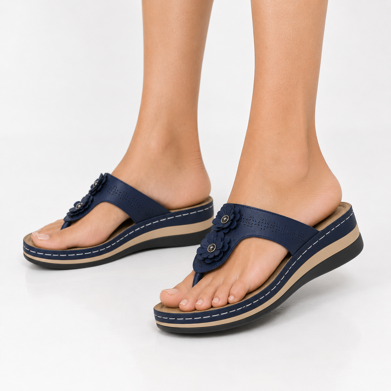 Women's orthopedic slippers | Comfortable, supportive | Flower-decorated toe slippers