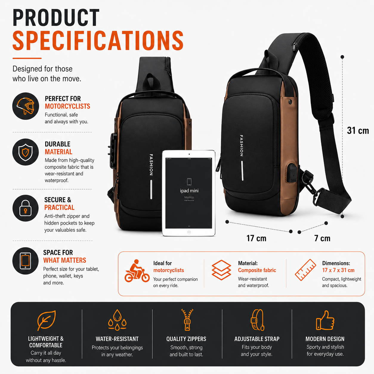 Shoulder Bag | Waterproof, Secure Travel Bag for Adventurers