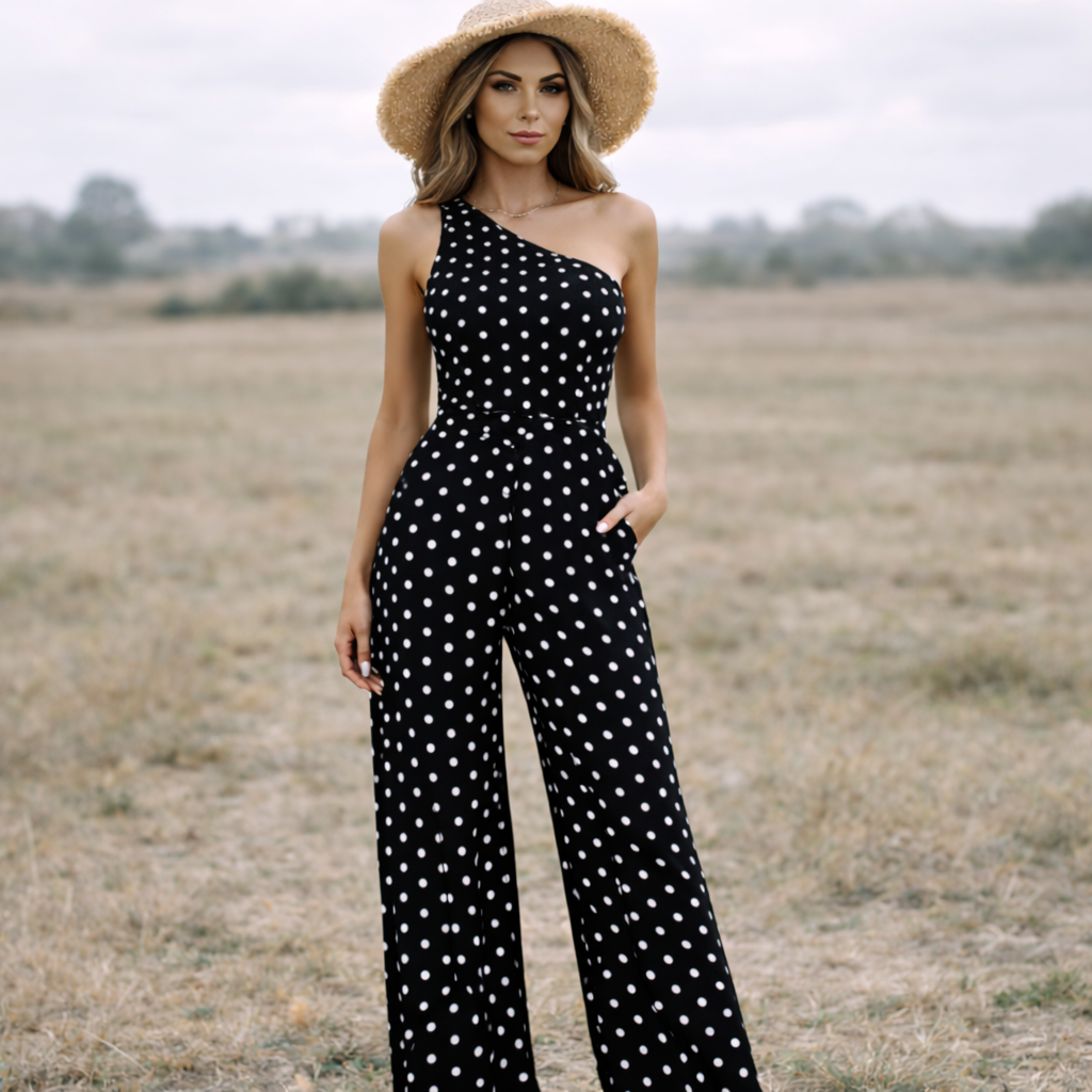 Polka Dot Dress | Asymmetric Design | Lightweight Fabric