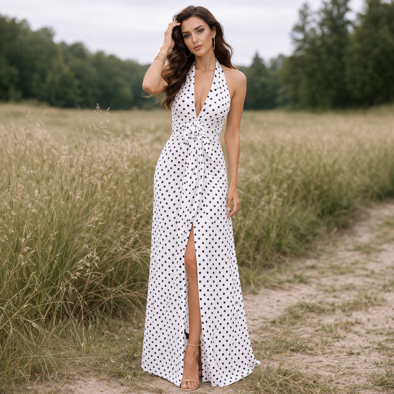 Polka Dot Dress | Feminine Design | Long Length