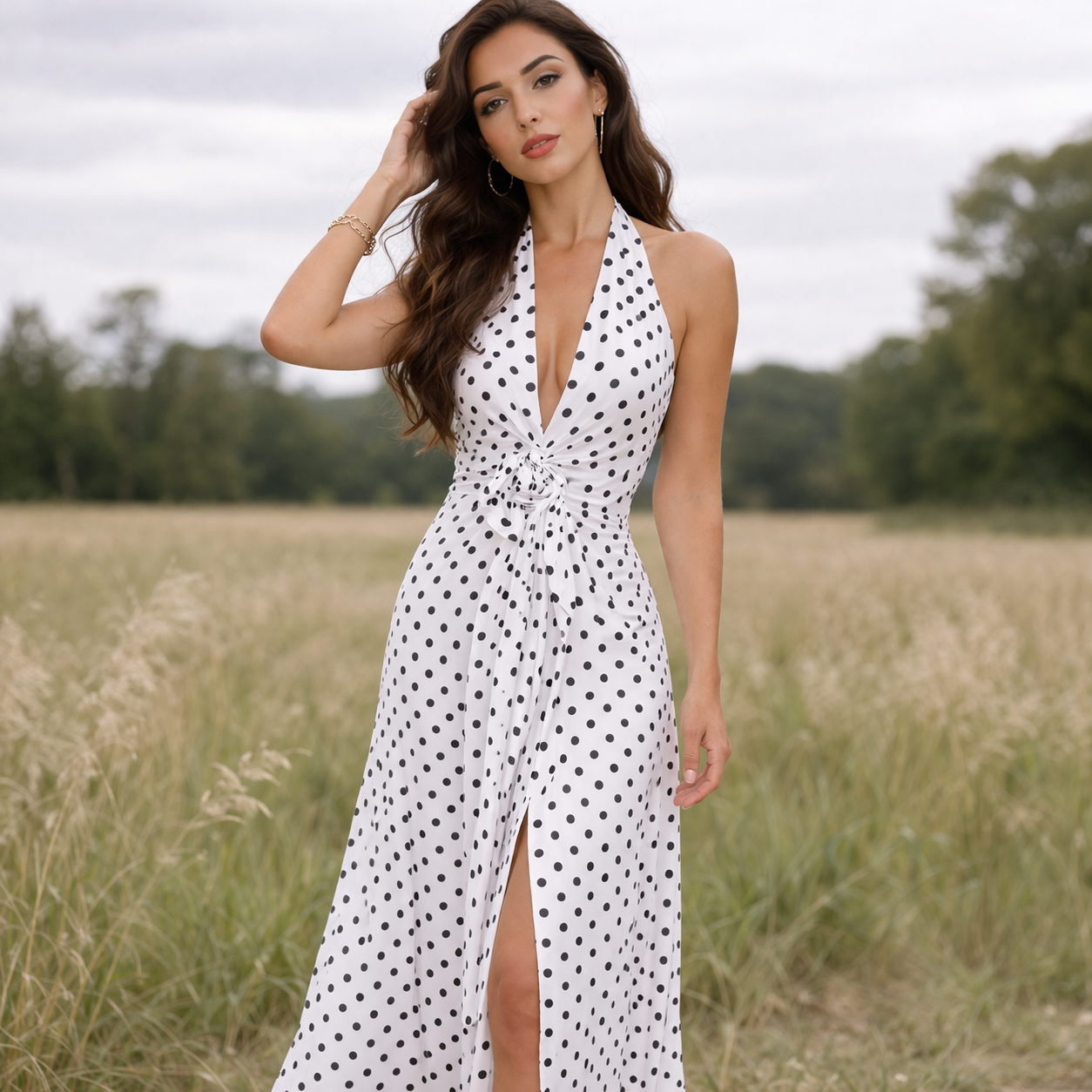 Polka Dot Dress | Feminine Design | Long Length