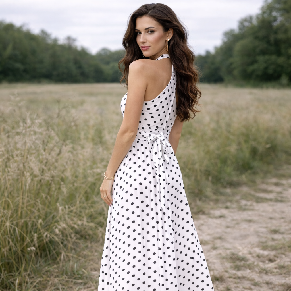 Polka Dot Dress | Feminine Design | Long Length