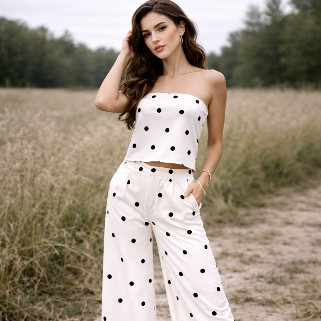 Two-Piece Outfits | Women's Polka Dot Set | Stylish Matching Outfits