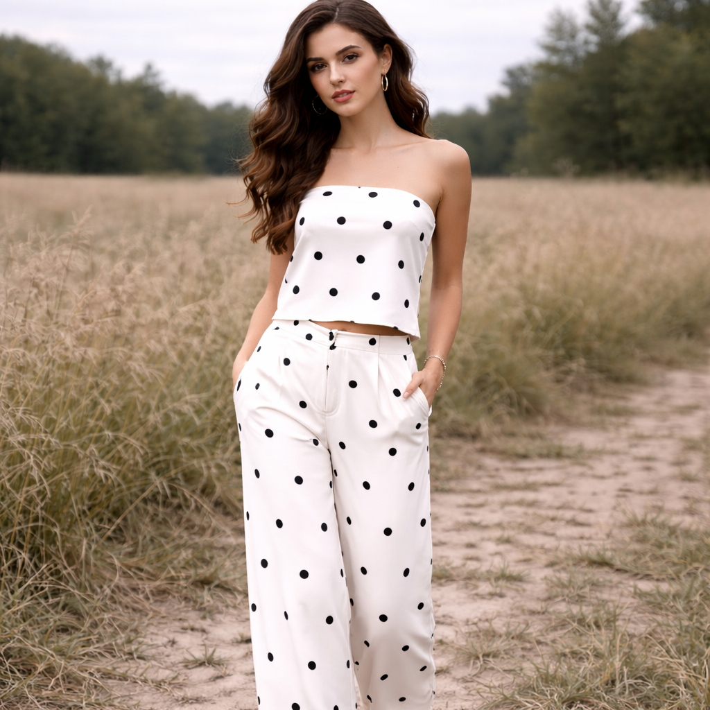 Two-Piece Outfits | Women's Polka Dot Set | Stylish Matching Outfits
