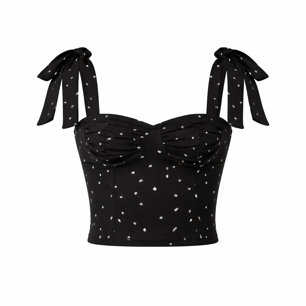 Women's Top | Polka Dot Shirt, Lightweight Fabric | Black