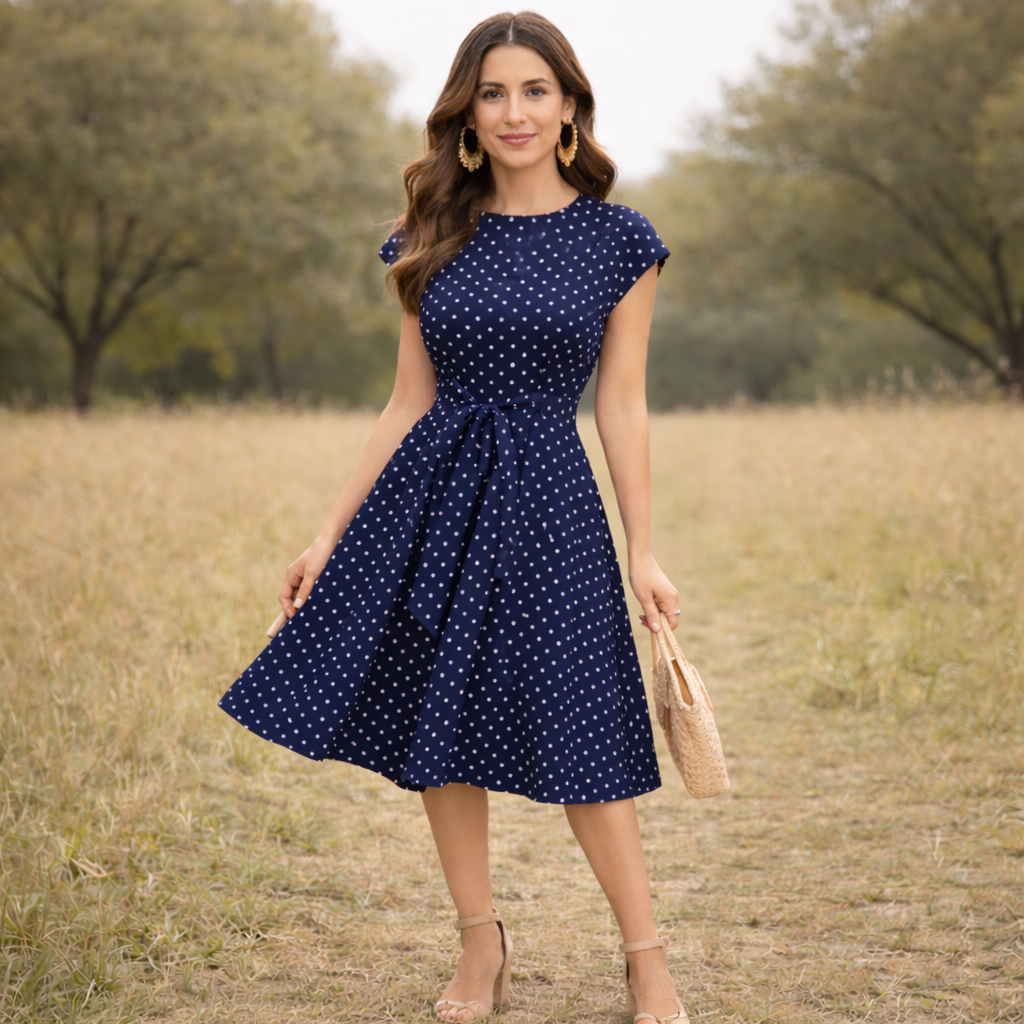 Polka Dot Dress | Vintage Women's Summer Dress | Lightweight