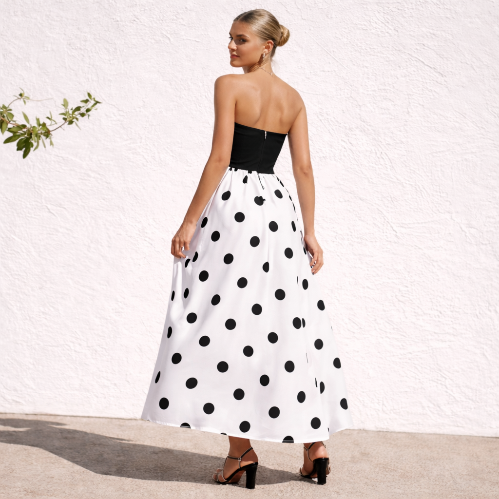 Strapless Dress | Women's A-line, Polka Dot | Elegant Summer Style