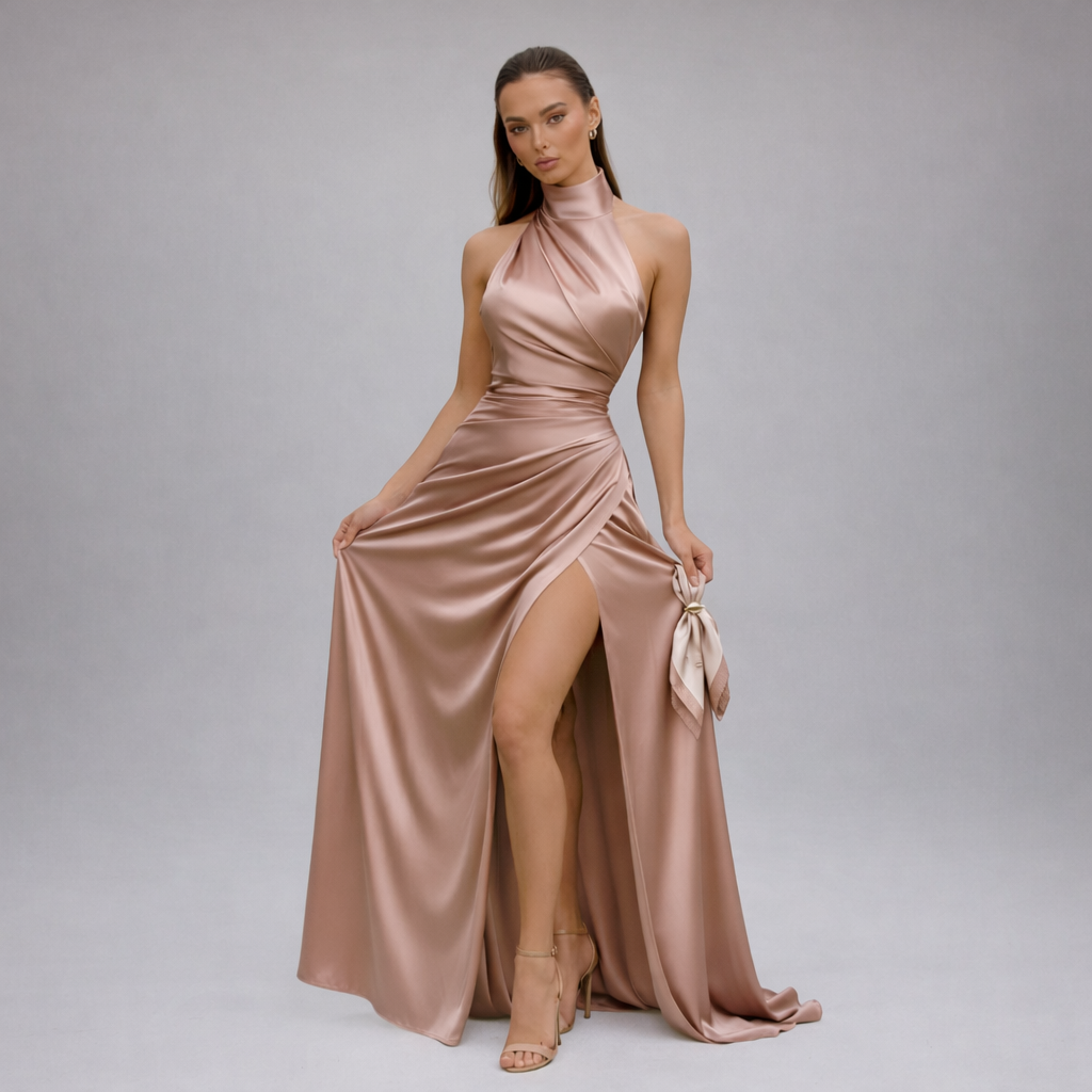 Women's evening gown | Long neckline, urban style