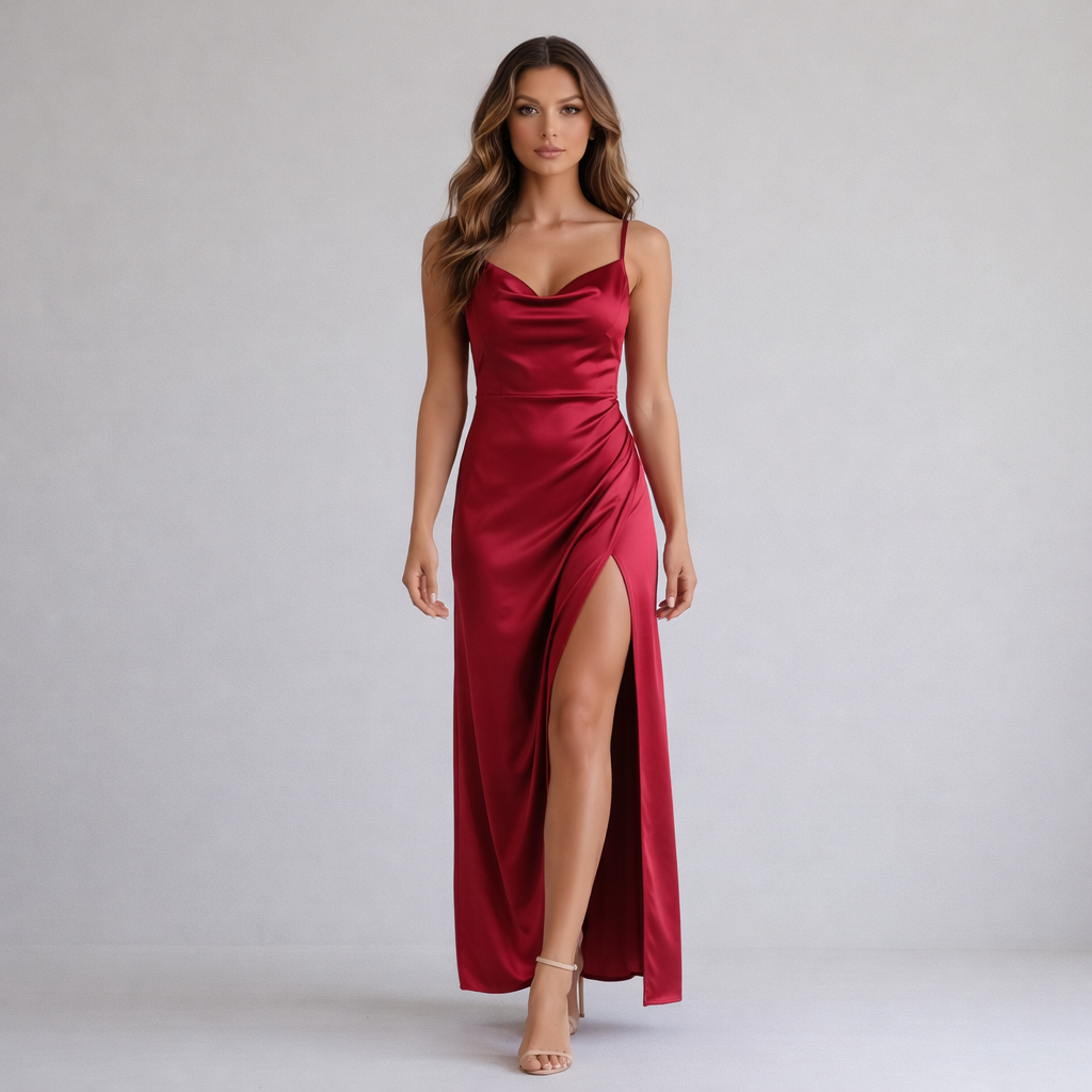 Silk dress | Long women's elegant dress | Side slit