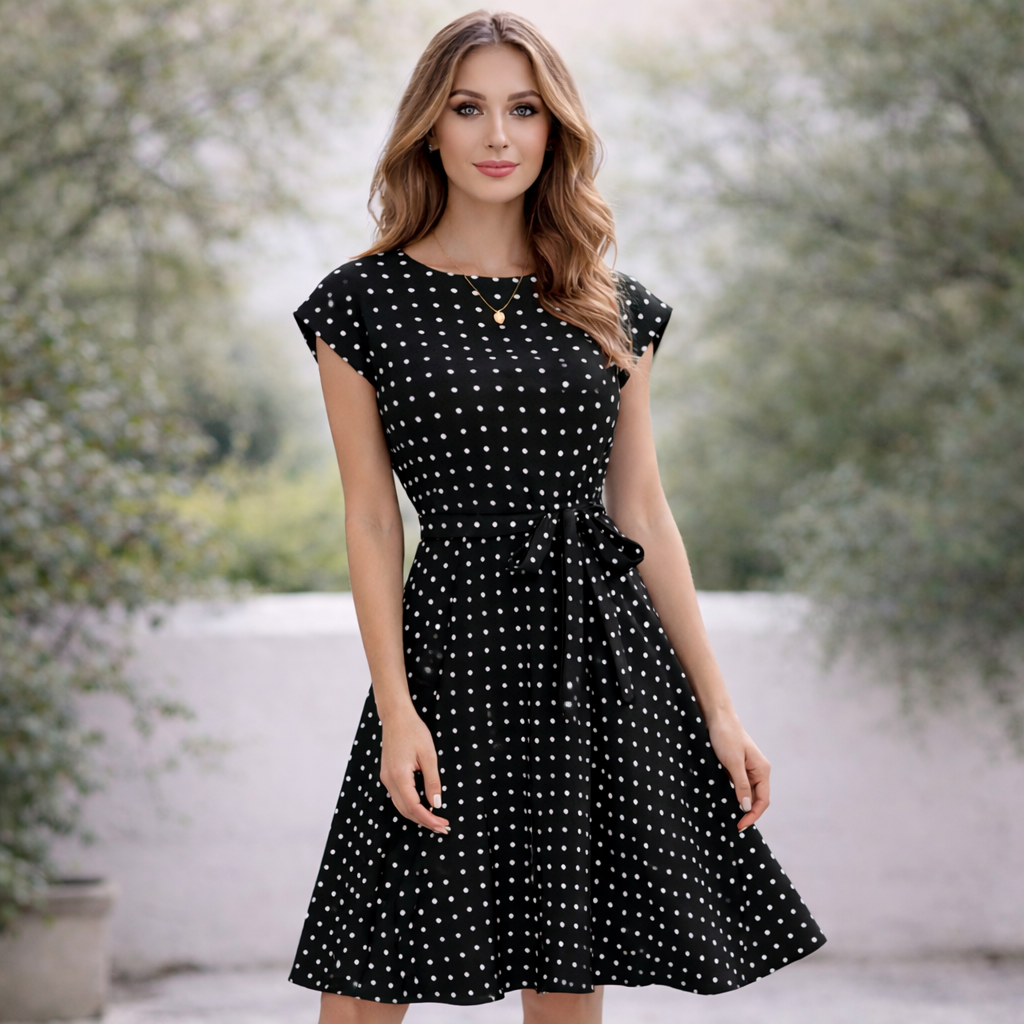 Polka Dot Dress | Beautiful Tied Waist | Women's Dress