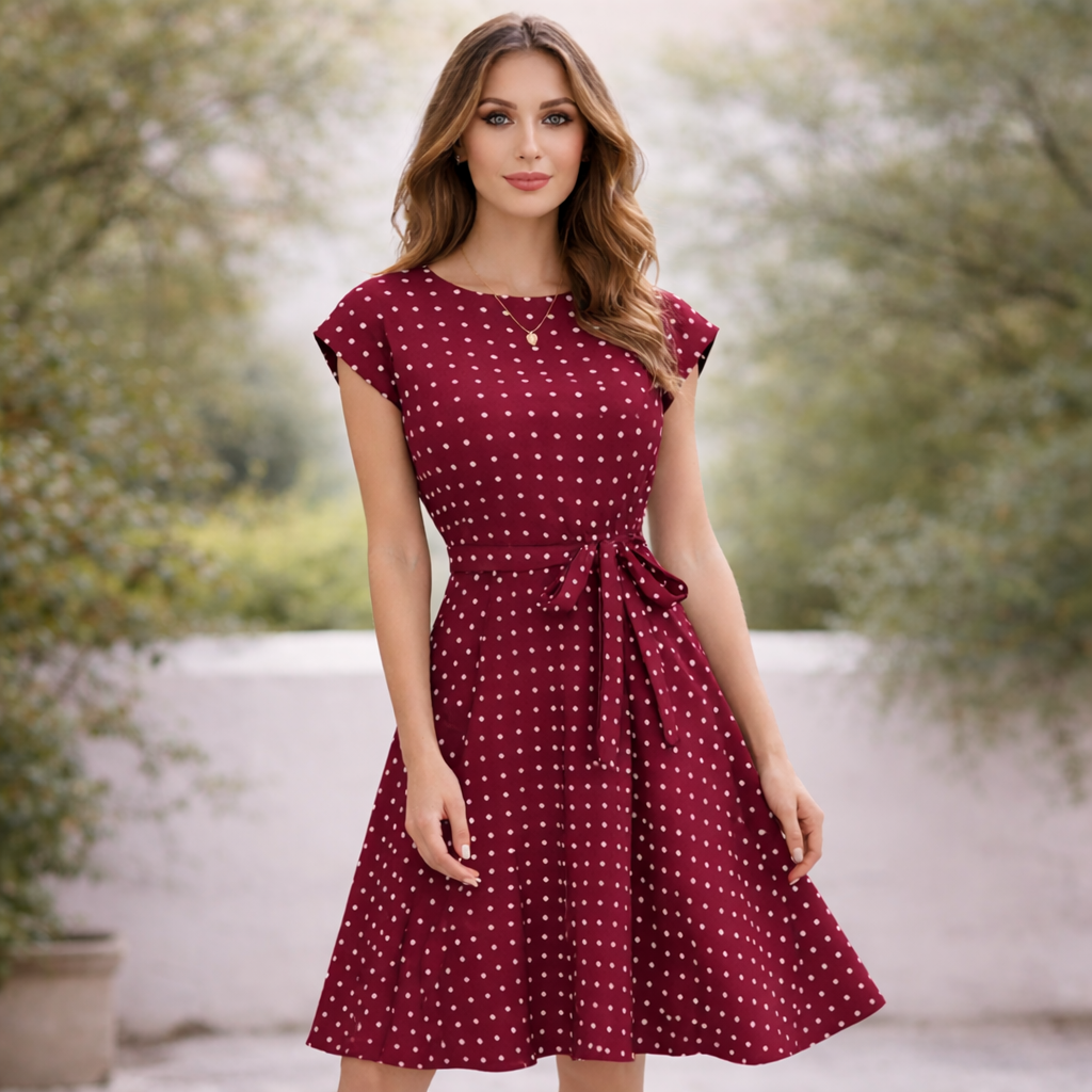 Polka Dot Dress | Beautiful Tied Waist | Women's Dress