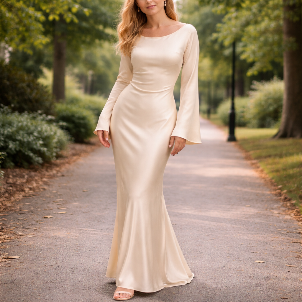 Silky maxi dress with elegant fit and flowing fabric