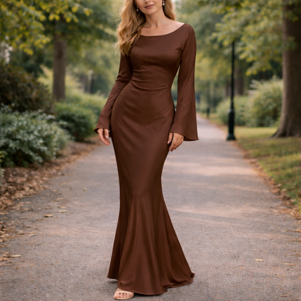 Silky maxi dress with elegant fit and flowing fabric