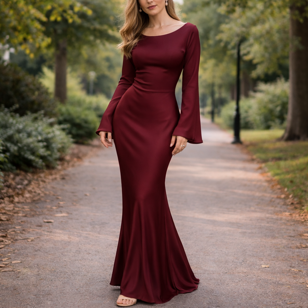 Silky maxi dress with elegant fit and flowing fabric