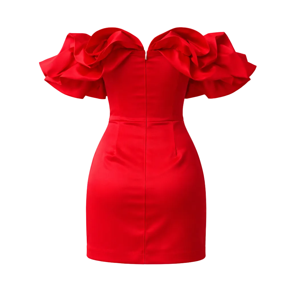 Silk Dress | Romantic Ruffles | Off-Shoulder Style