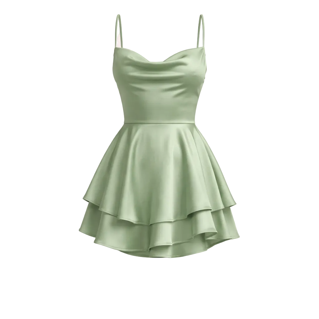 Satin Mini Dress | Open Back, Pleats