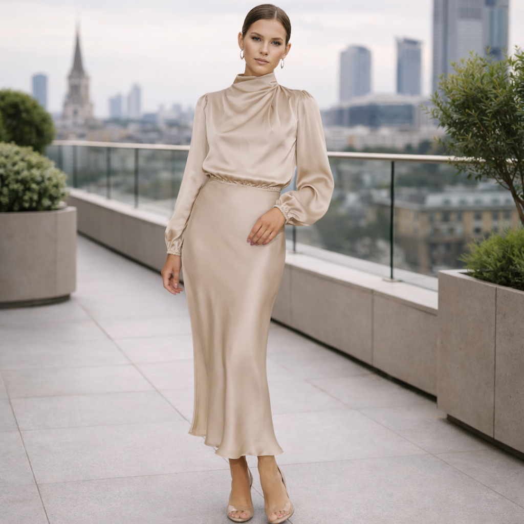 Silk Dress | Long Sleeve | Elegant Design