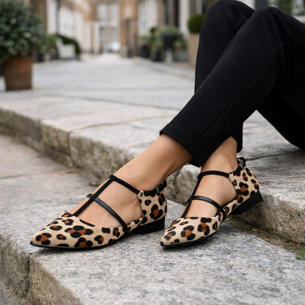 Women's ballet sneakers | Animal print, adjustable straps | Secure fit