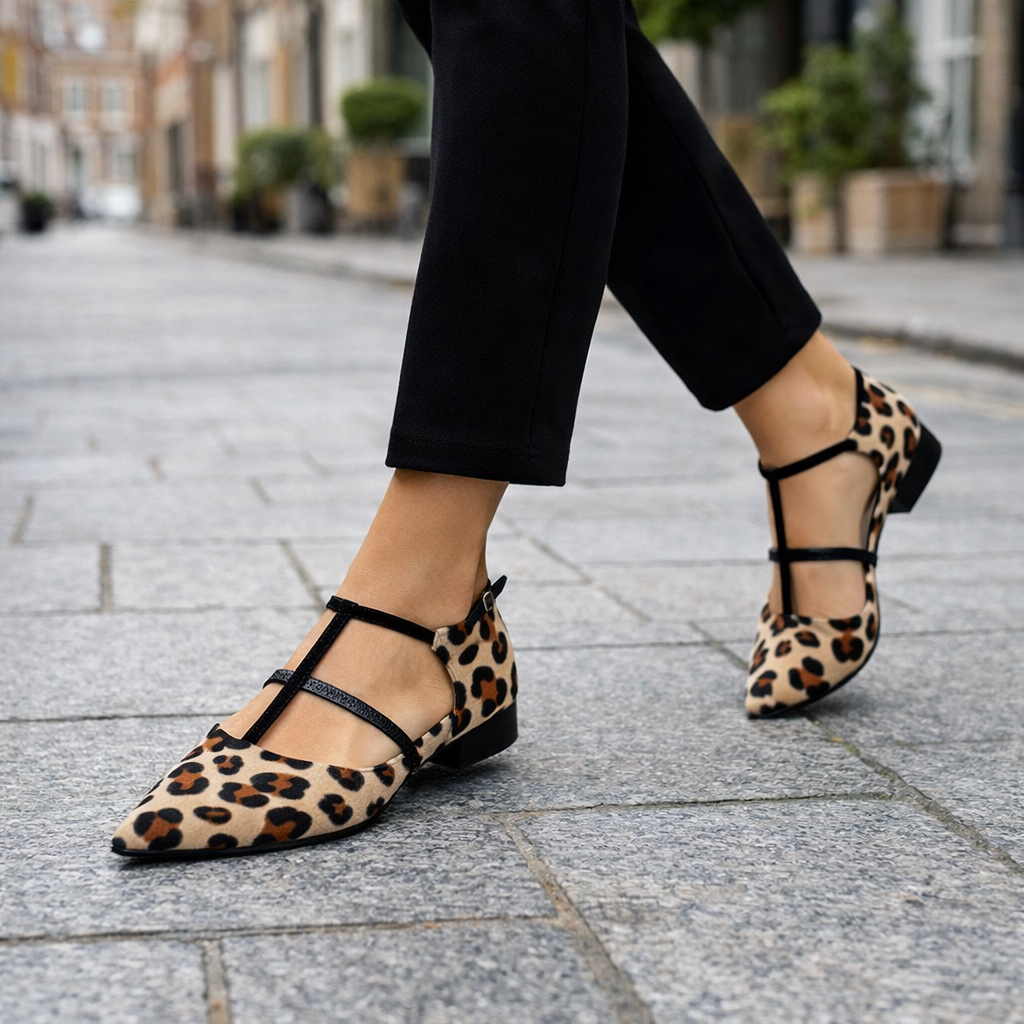 Women's ballet sneakers | Animal print, adjustable straps | Secure fit