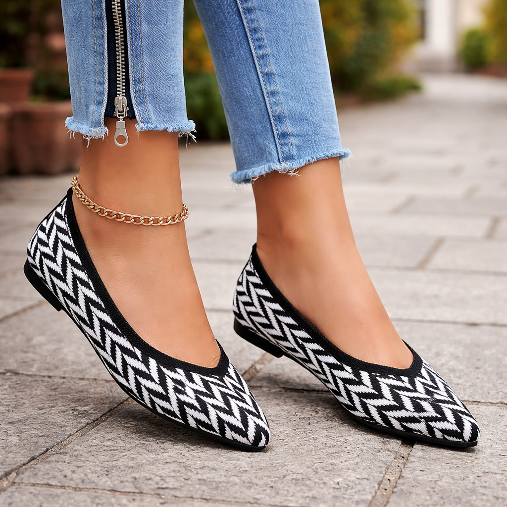 Women's ballet shoes | Zigzag pattern, soft sole | Everyday comfort