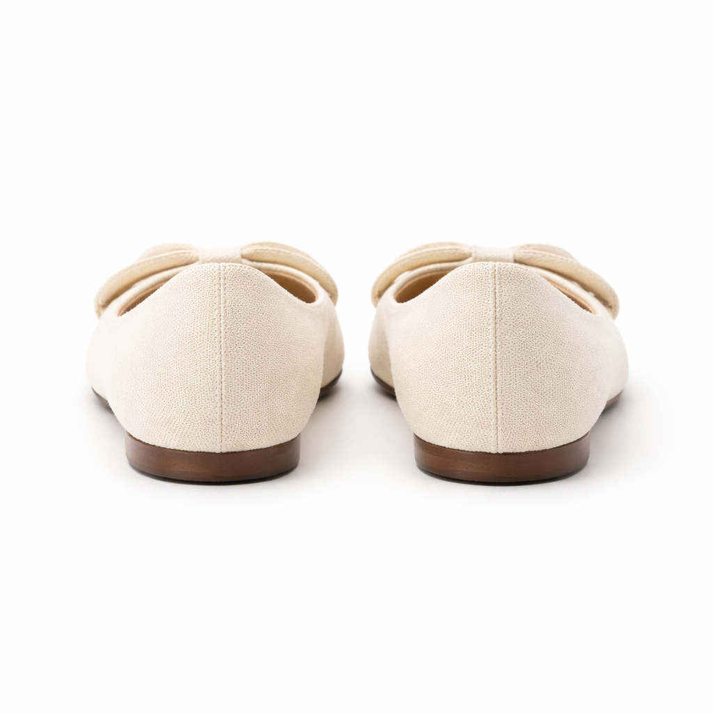 Women's ballet slippers with bow, padded slip-on