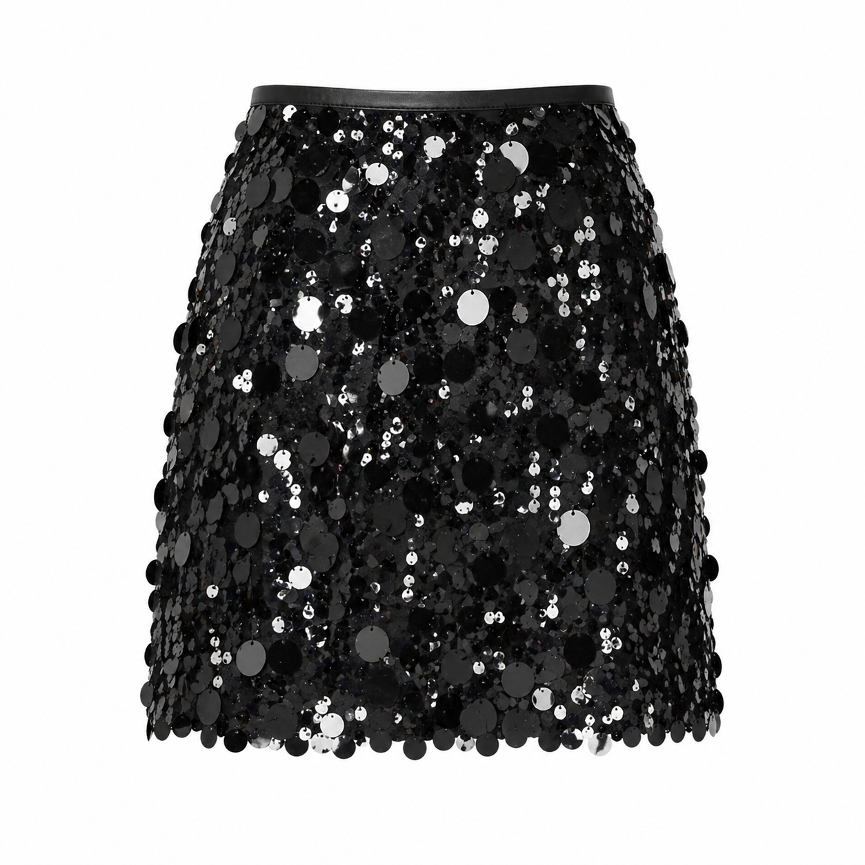 Mini skirt | Shiny, tailored | Black