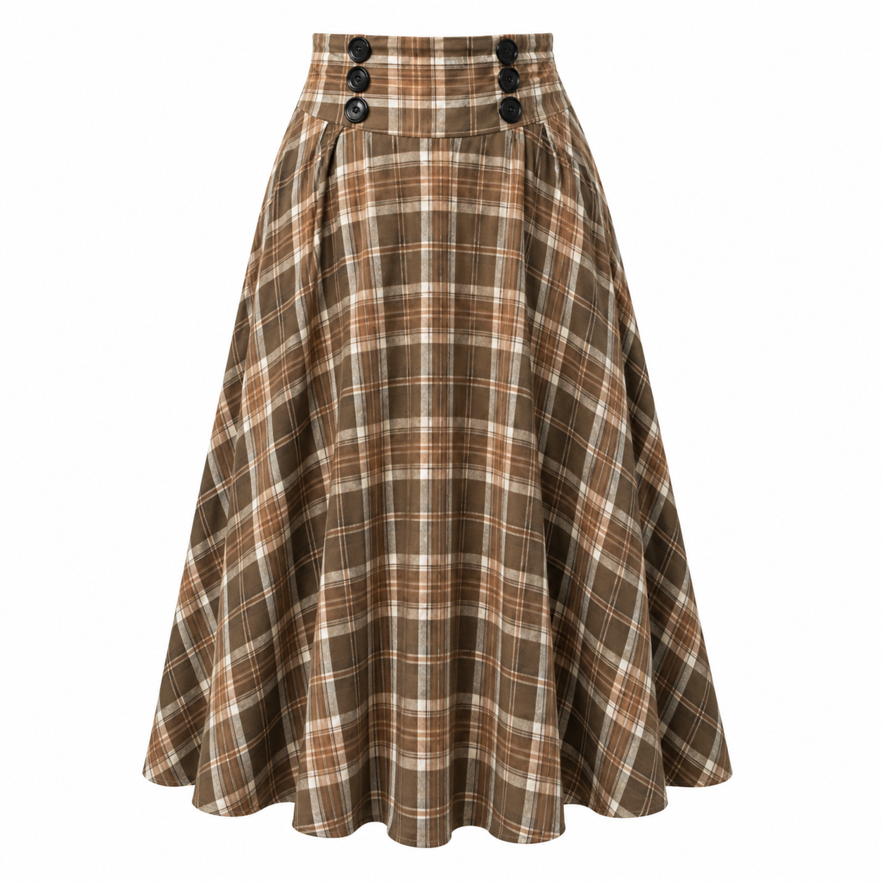 Maxi Skirt | High Waist | A-Line Plaid Pattern