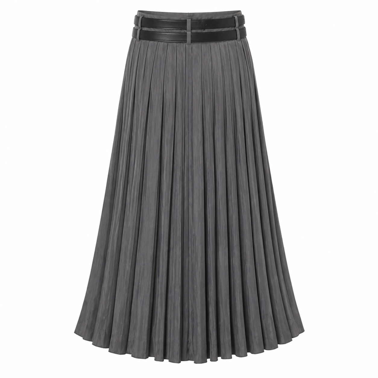 Maxi Skirt | Pleated, Split | Plain Fabric