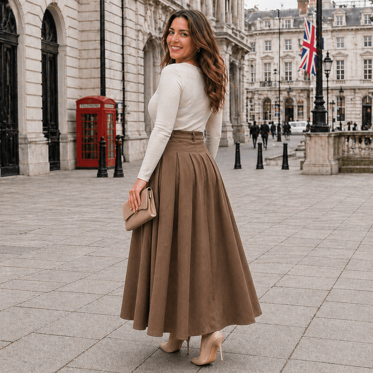 A-Line Maxi Skirt | High Waist | Pleated Design