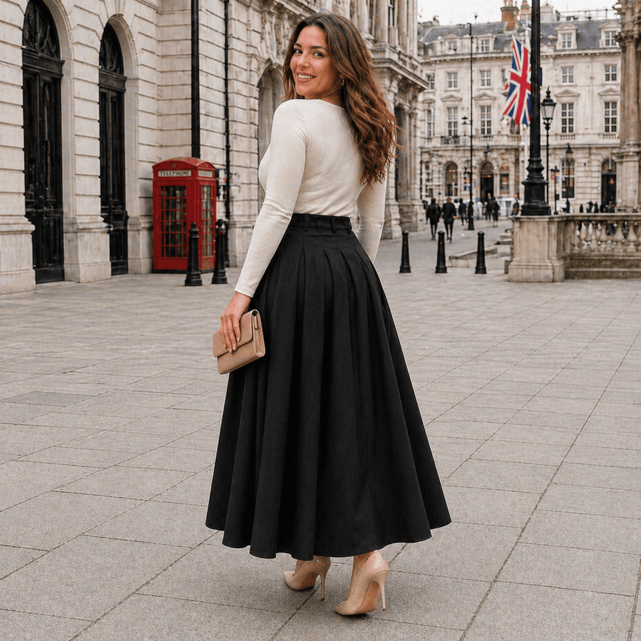 A-Line Maxi Skirt | High Waist | Pleated Design