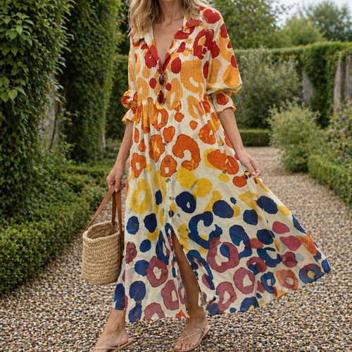 Maxi dress | Women, boho style, V-neck | Floral pattern, loose fit
