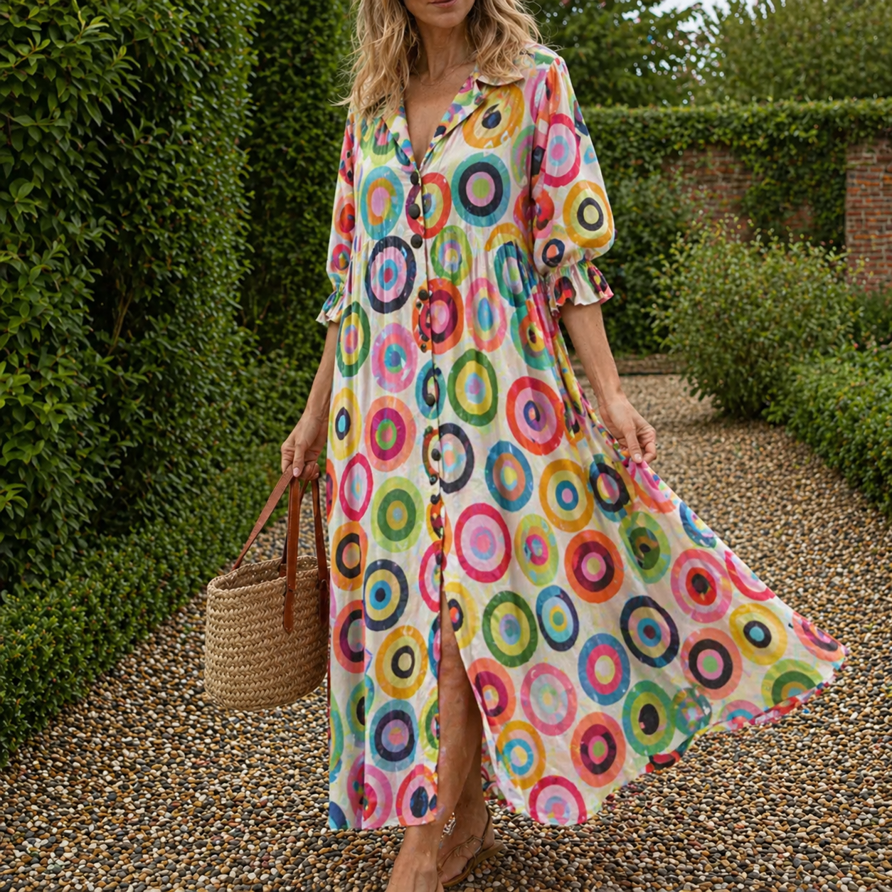 Maxi dress | Women, boho style, V-neck | Floral pattern, loose fit