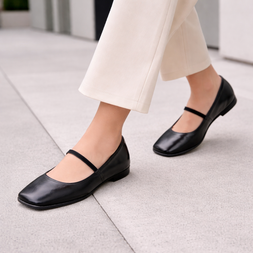 Women's ballet slippers | Square toe | Metallic finish, non-slip comfort