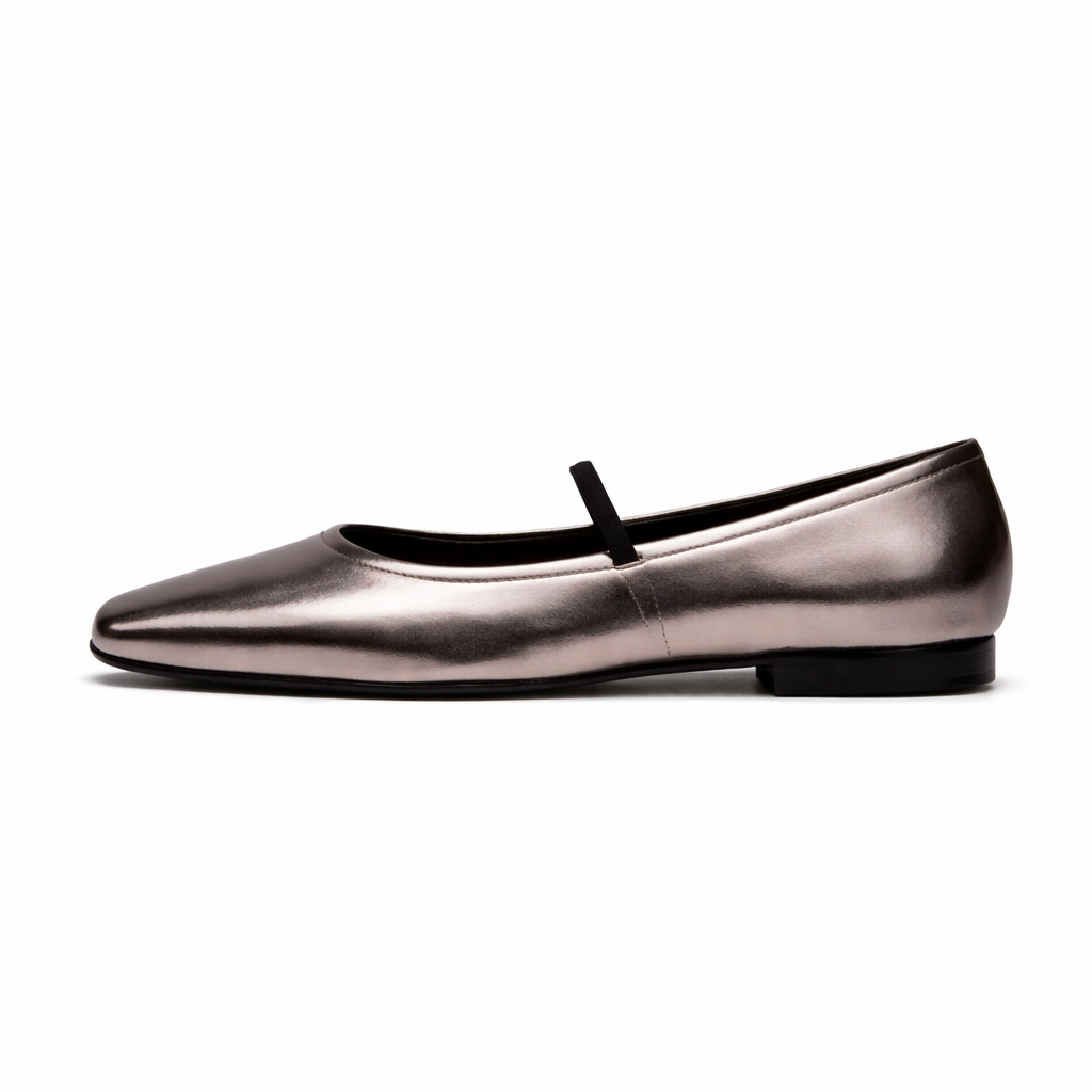 Women's ballet slippers | Square toe | Metallic finish, non-slip comfort