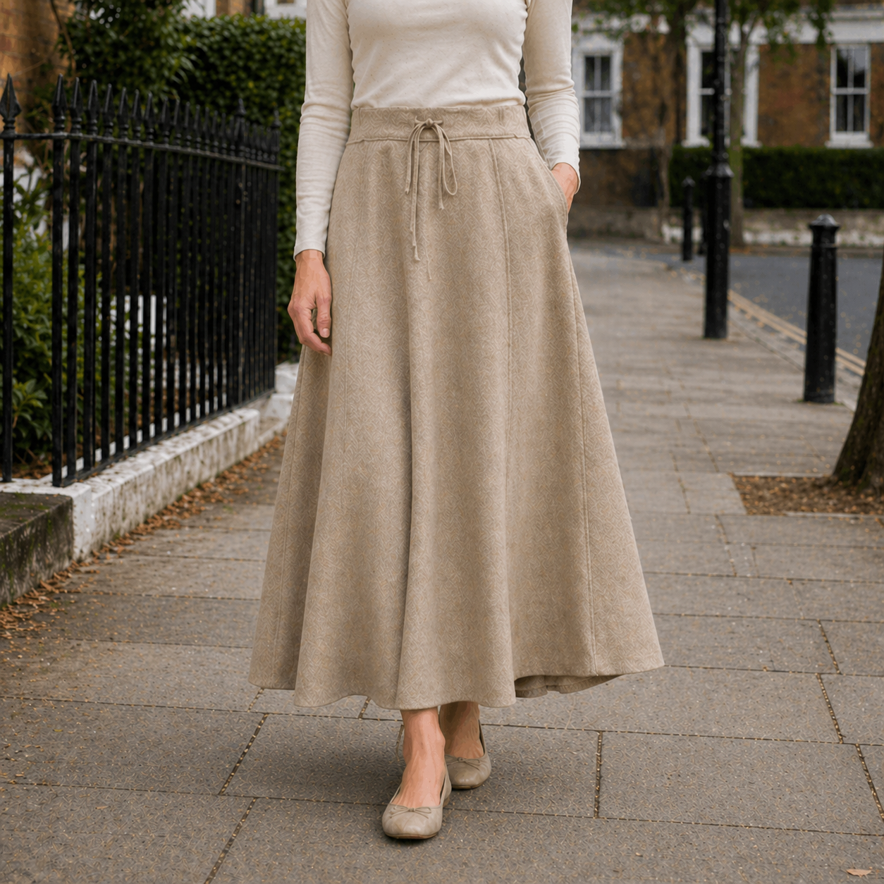 Women's Maxi Skirt | Practical Drawstring Waist | Soft Fabric