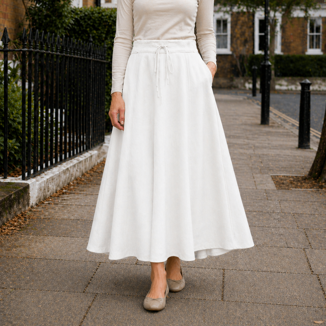 Women's Maxi Skirt | Practical Drawstring Waist | Soft Fabric