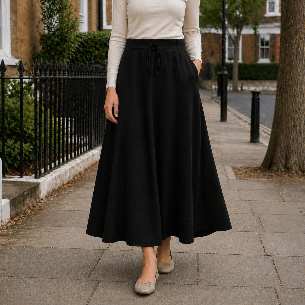 Women's Maxi Skirt | Practical Drawstring Waist | Soft Fabric